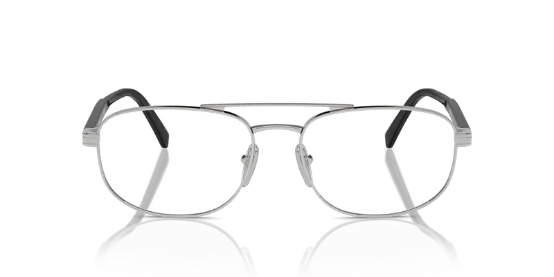 Prada Uomo PR A56V 1BC1O1 Montature da vista Acciaio Argento Trasparente Rotonda Normale miniatura 2