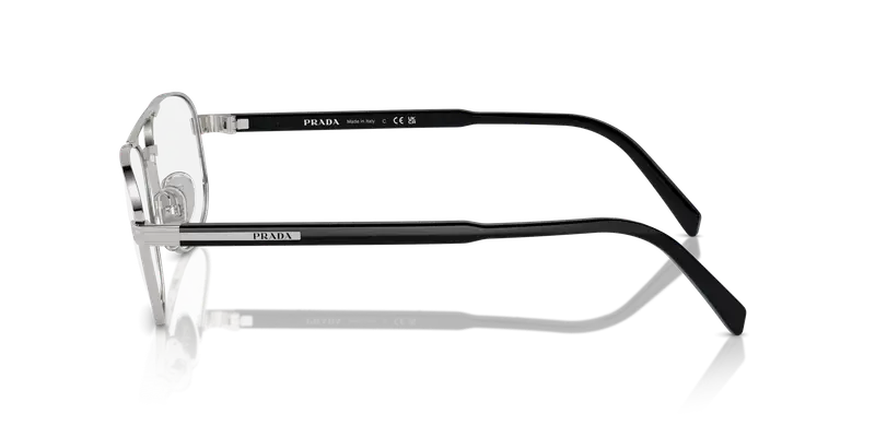 Prada Uomo PR A56V 1BC1O1 Montature da vista Acciaio Argento Trasparente Rotonda Normale miniatura 3