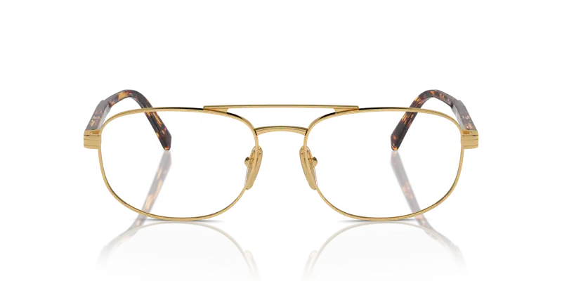 Prada Uomo PR A56V 5AK1O1 Montature da vista Acciaio Oro Trasparente Rotonda Normale miniatura 2