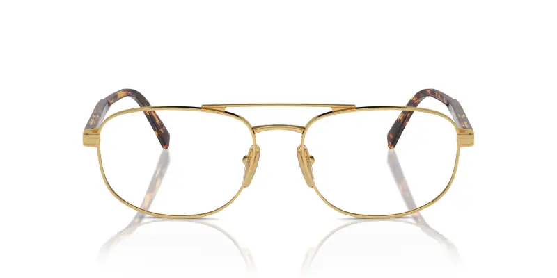 Uomo PR A56V 5AK1O1 Montature da vista Acciaio Oro Trasparente Rotonda Normale miniatura 3