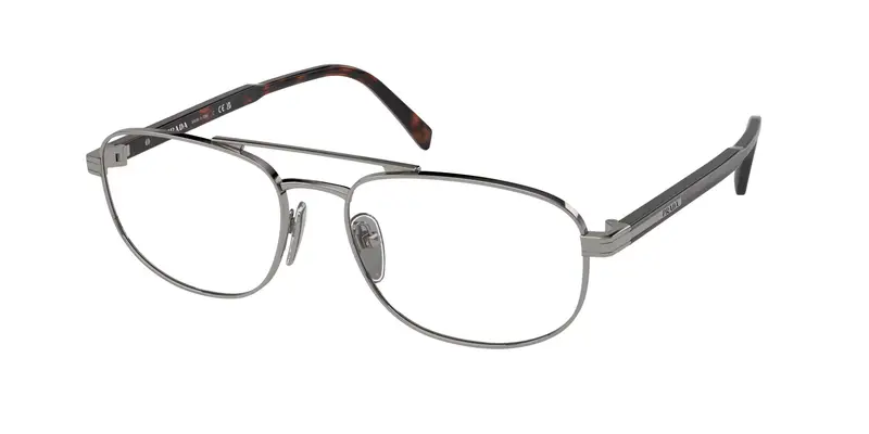 Prada Uomo PR A56V  5AV1O1 Montature da vista Acciaio Grigio Trasparente Rotonda Normale