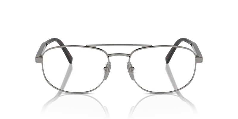 Prada Uomo PR A56V 5AV1O1 Montature da vista Acciaio Grigio Trasparente Rotonda Normale miniatura 2