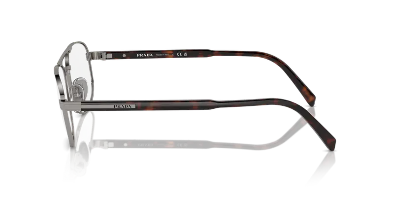 Prada Uomo PR A56V 5AV1O1 Montature da vista Acciaio Grigio Trasparente Rotonda Normale miniatura 3