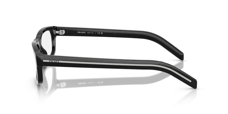 Prada Uomo PR B02V 16K1O1 Montature da vista Acetato Nero Trasparente Squadrata Normale miniatura 3