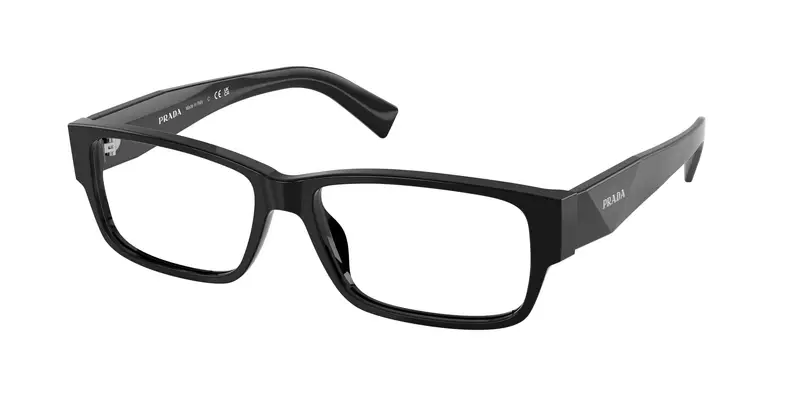 Prada Uomo PR B09V  16K1O1 Montature da vista Acetato Nero Trasparente Squadrata Normale