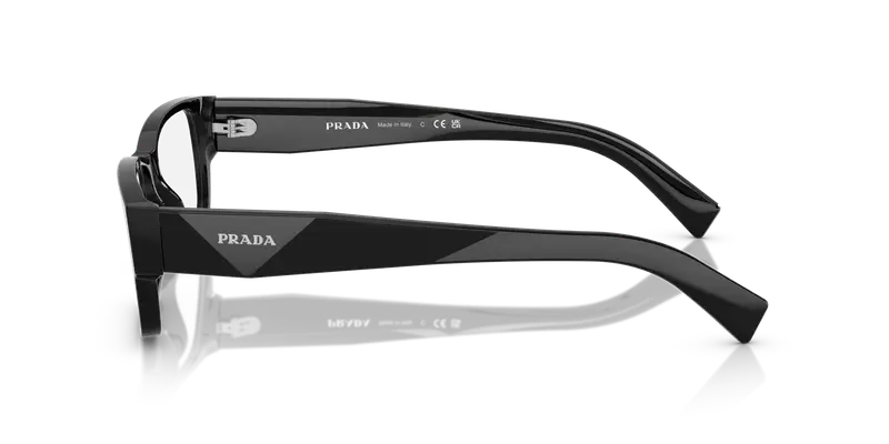 Prada Uomo PR B09V 16K1O1 Montature da vista Acetato Nero Trasparente Squadrata Normale miniatura 3