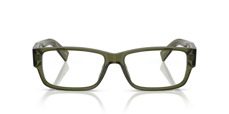 Prada Uomo PR B09V 25A1O1 Montature da vista Acetato Verde Trasparente Squadrata Normale miniatura 2