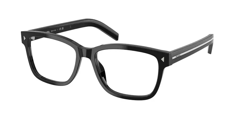 Prada Uomo PR B10V  16K1O1 Montature da vista Acetato Nero Trasparente Squadrata Normale