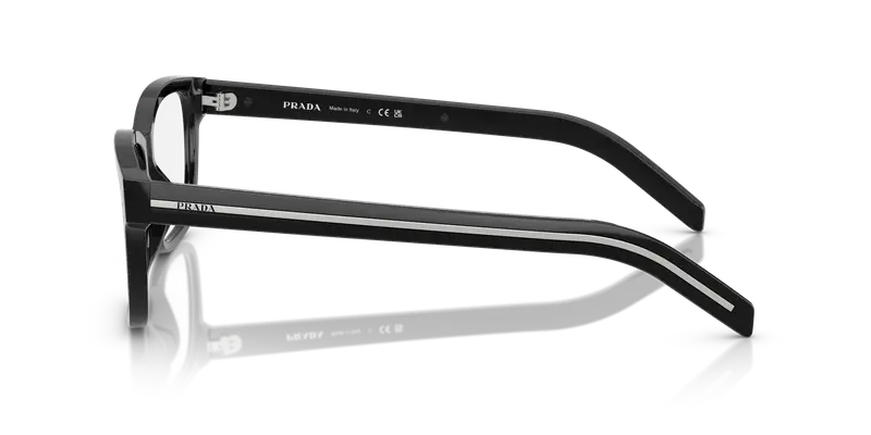Prada Uomo PR B10V 16K1O1 Montature da vista Acetato Nero Trasparente Squadrata Normale miniatura 3