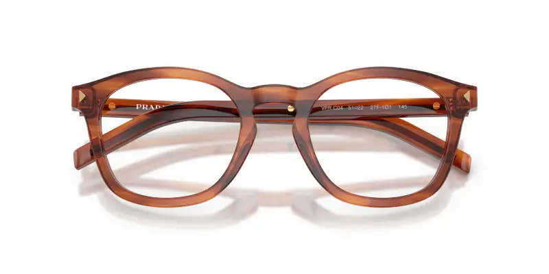 Uomo PR C04V 27F1O1 Montature da vista Acetato Marrone Trasparente Pillow Normale miniatura 2