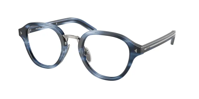 Uomo PR C05V 26F1O1 Montature da vista Acetato Blu Trasparente Pantos Normale