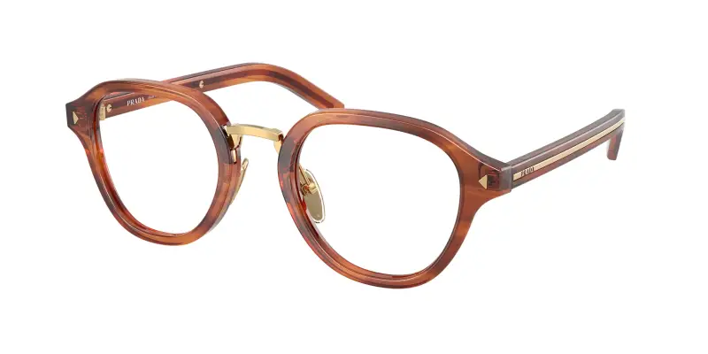 Uomo PR C05V 27F1O1 Montature da vista Acetato Marrone Trasparente Pantos Normale