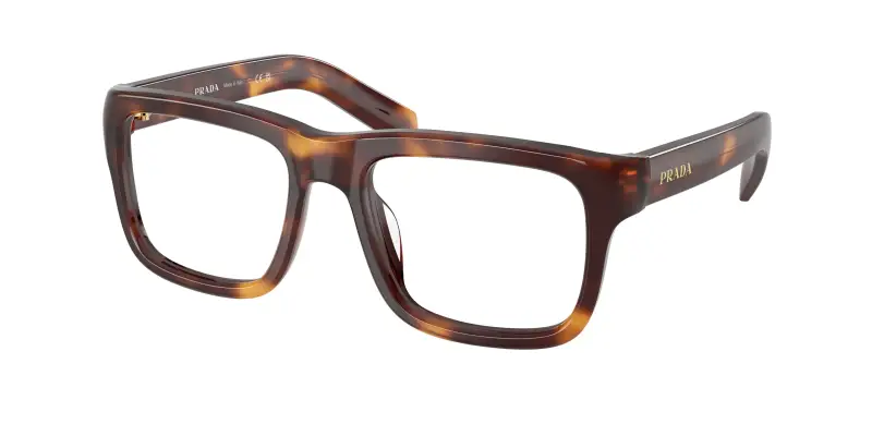 Uomo Prada PR D02V 15W1O1 Montature da vista Acetato Tartaruga Trasparente Squadrata Normale