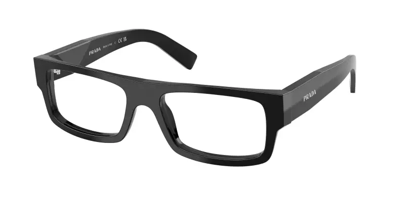 Uomo Prada PR D06V 16K1O1 Montature da vista Acetato Nero Trasparente Squadrata Normale