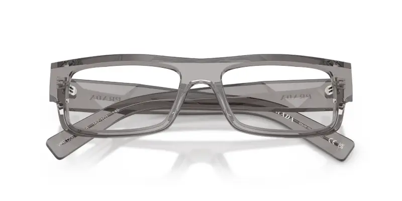 Uomo Prada PR D06V 16Z1O1 Montature da vista Acetato Grigio Trasparente Squadrata Normale miniatura 2