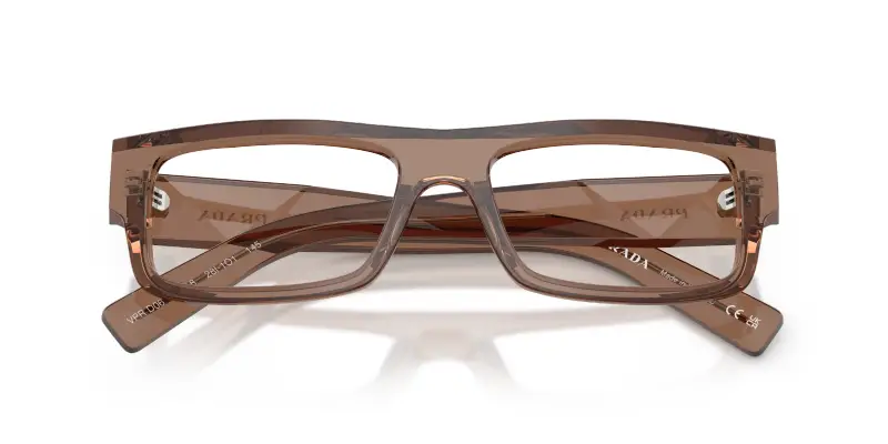 Uomo Prada PR D06V 28I1O1 Montature da vista Acetato Marrone Trasparente Squadrata Normale miniatura 2