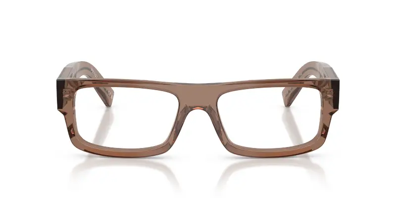 Uomo Prada PR D06V 28I1O1 Montature da vista Acetato Marrone Trasparente Squadrata Normale miniatura 3