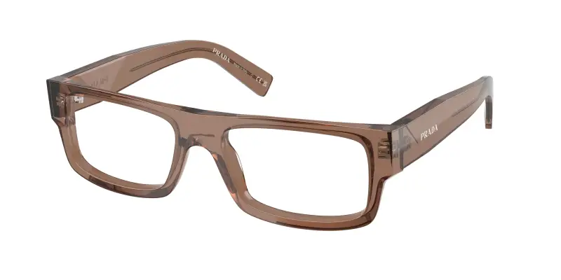 Uomo Prada PR D06V 28I1O1 Montature da vista Acetato Marrone Trasparente Squadrata Normale