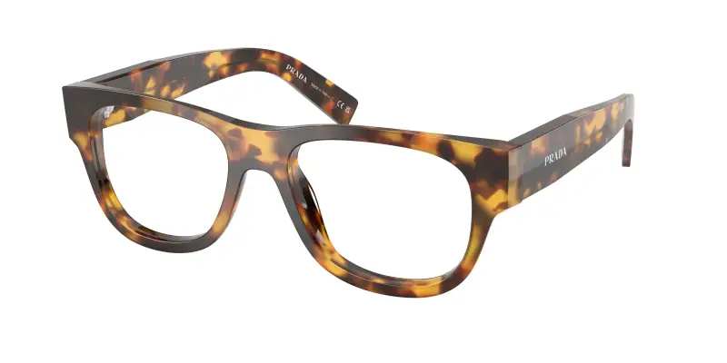 Uomo Prada PR D08VU 14L1O1 Montature da vista Acetato Tartaruga Trasparente Squadrata Normale