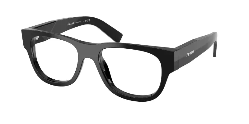 Uomo Prada PR D08VU 16K1O1 Montature da vista Acetato Nero Trasparente Squadrata Normale