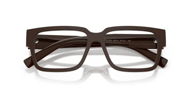 Uomo Prada PR D10VD 27I1O1 Montature da vista Acetato Marrone Trasparente Squadrata Normale miniatura 2