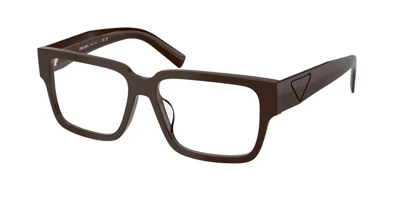 Uomo Prada PR D10VD 27I1O1 Montature da vista Acetato Marrone Trasparente Squadrata Normale