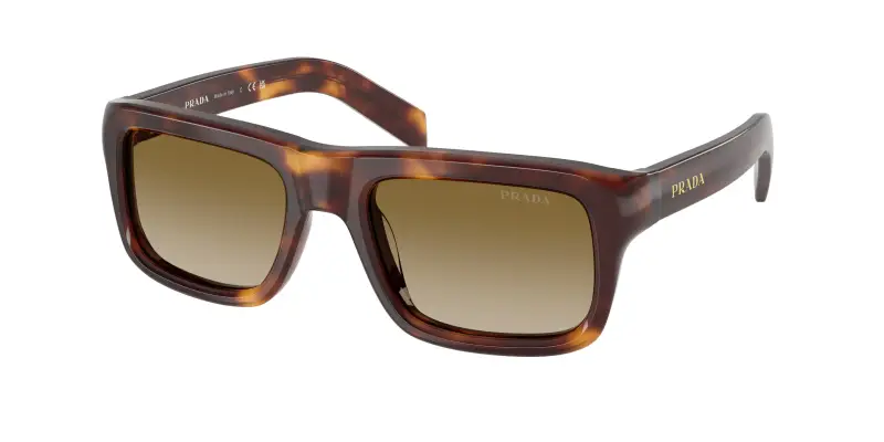 Uomo Prada PR D11S 15W20U Occhiali da sole Acetato Tartaruga Marrone Squadrata Normale Sfumato