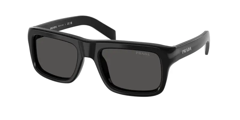Uomo Prada PR D11S 16K08Z Occhiali da sole Acetato Nero Grigio Squadrata Normale