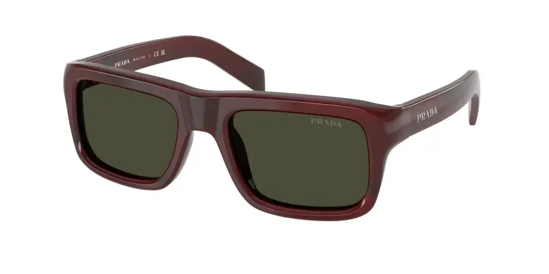 Uomo Prada PR D11S 25J50X Occhiali da sole Acetato Rosso Verde Squadrata Normale