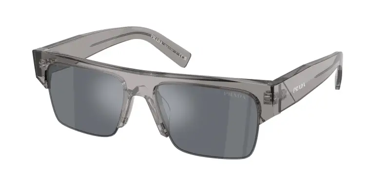 Uomo Prada PR D12SU 16Z30Z Occhiali da sole Acetato Grigio Grigio Squadrata Normale Specchiato