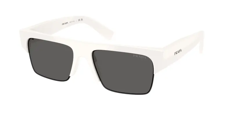 Uomo Prada PR D12SU 46120Z Occhiali da sole Acetato Bianco Grigio Squadrata Normale