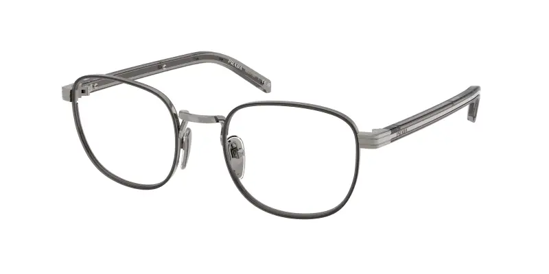 Uomo Prada PR D50V 5AV1O1 Montature da vista Metallo Grigio Trasparente Pantos Normale