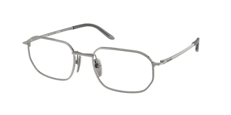 Uomo Prada PR D51V 5AV1O1 Montature da vista Metallo Grigio Trasparente Geometrica Normale