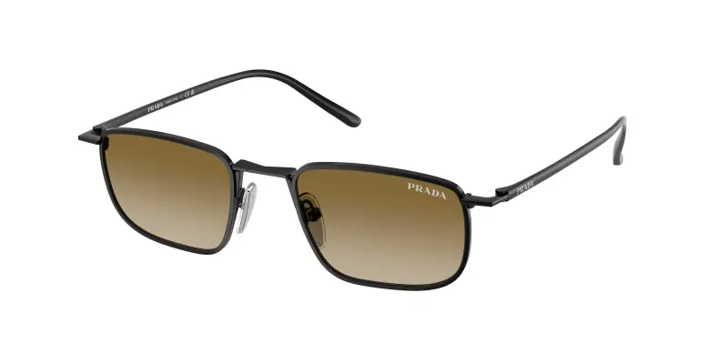 Uomo Prada PR D52S 1AB20U Occhiali da sole Metallo Nero Marrone Pillow Normale Sfumato