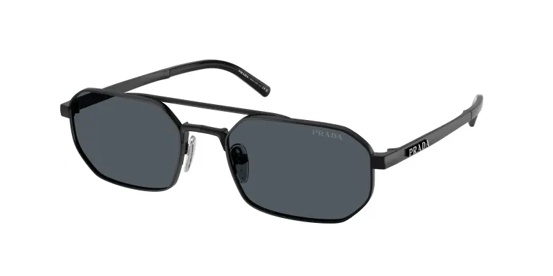 Uomo Prada PR D53S 7AB70B Occhiali da sole Metallo Nero Grigio Geometrica Normale