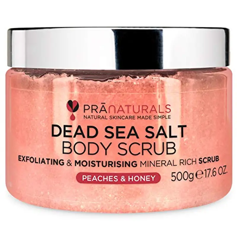 Pranaturals Scrub Corpo Rivitalizzante ai Sali del Mar Morto 500g, Esfoliante e Nutriente, Ricco di Minerali Naturali, Ideale per Tutti i Tipi di Pelle (Pesca e Miele)