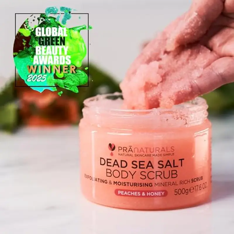Pranaturals Scrub Corpo Rivitalizzante ai Sali del Mar Morto 500g, Esfoliante e Nutriente, Ricco di Minerali Naturali, Ideale per Tutti i Tipi di Pelle (Pesca e Miele) miniatura 2