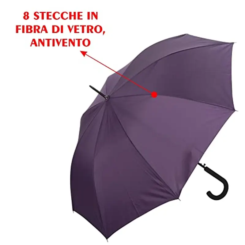 PraTiKo Life 4 Pezzi Ombrello Grande Automatico, Stecche in Fibra di vetro, Resistente al vento, Manico in Gomma, colori assortiti miniatura 2