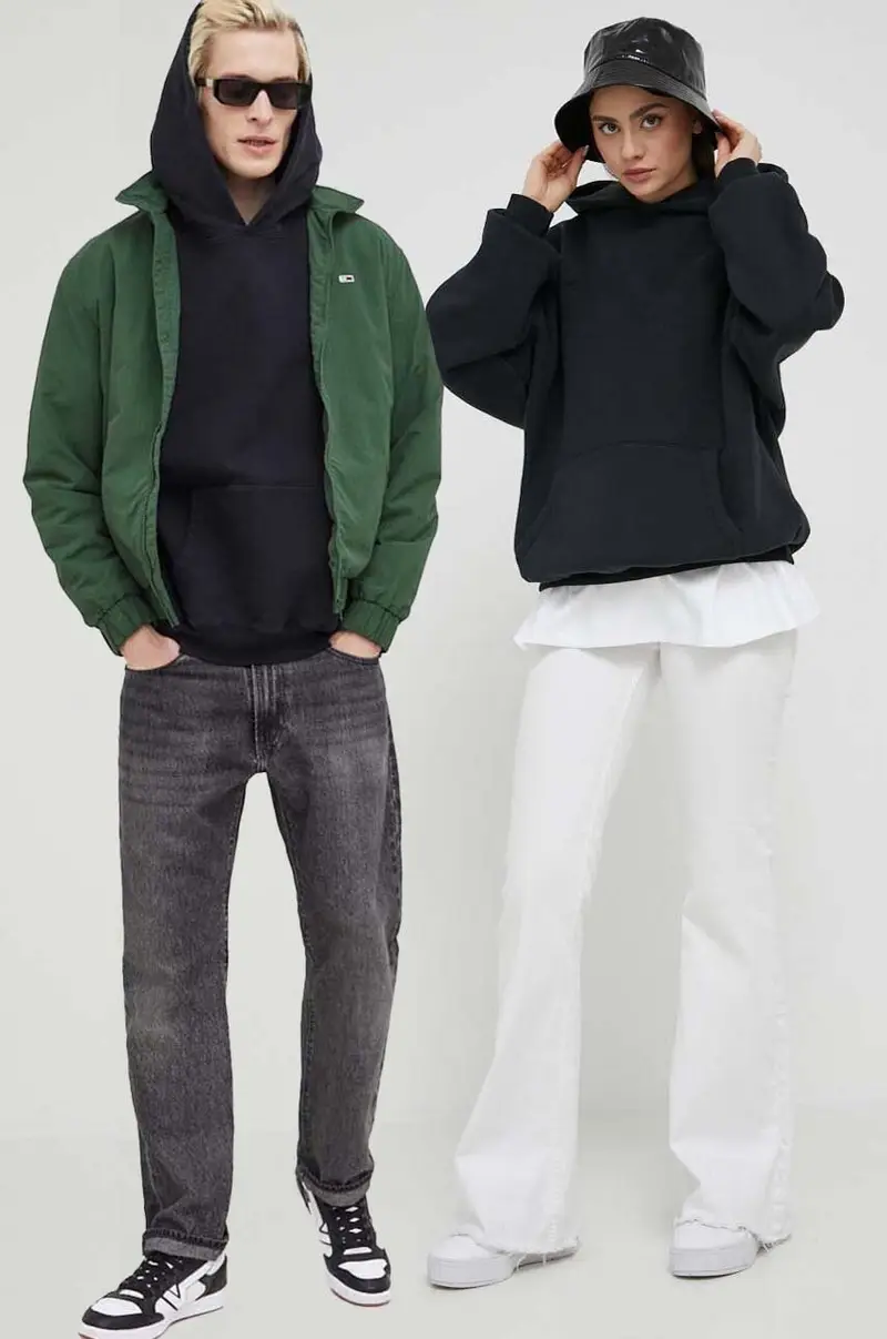 felpa in cotone con cappuccio Nero