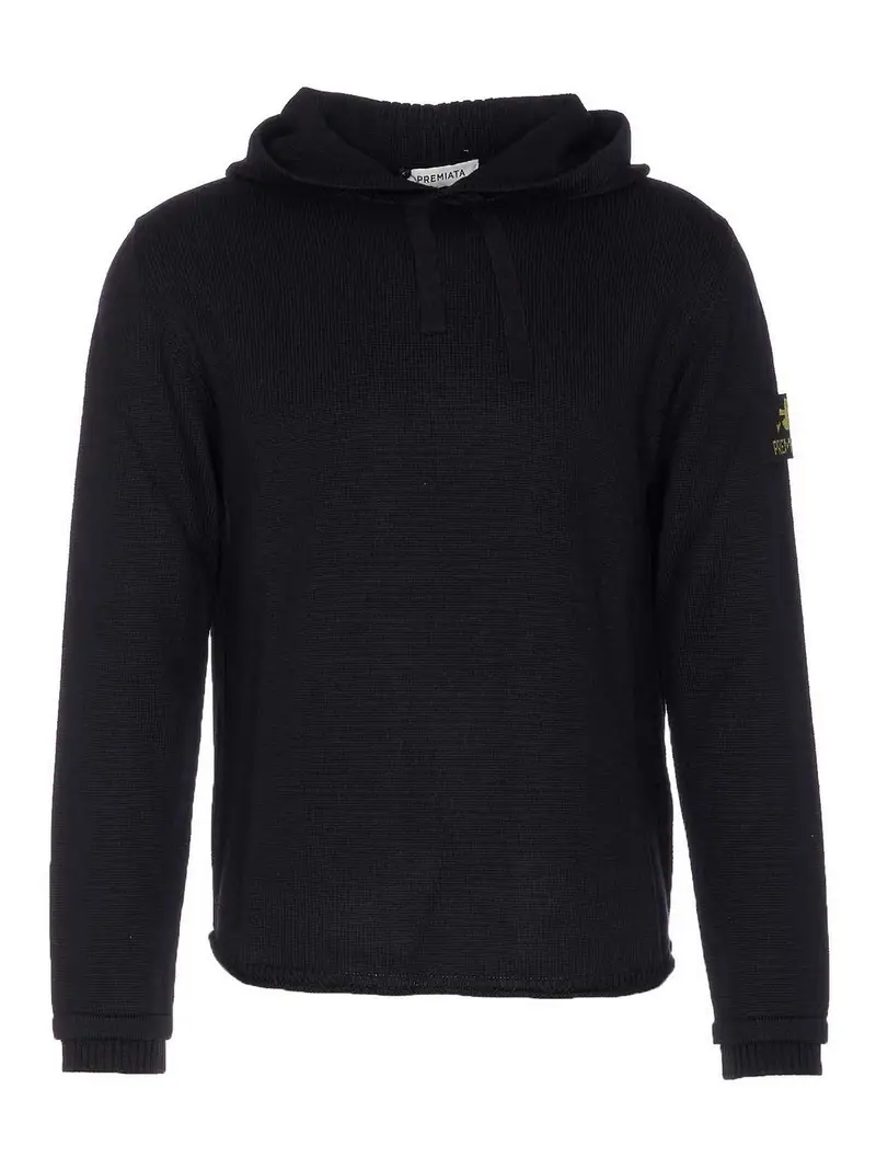 Maglione con cappuccio con logo Nero