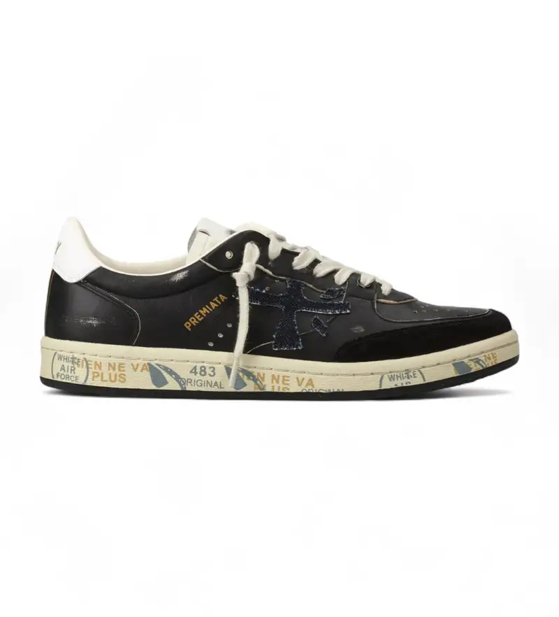 per donna BSKTCLAD Sneakers in pelle nera Bskclad (37), Nero, Basso, Stringhe, Casual Blu