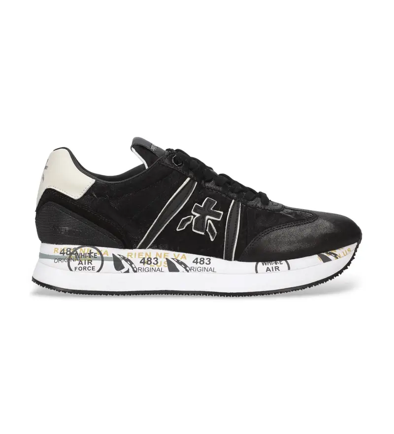 per donna. CONNY Sneakers nere Conny (36), Nero, 3 a 5cm, Stringhe, Casual Pelle