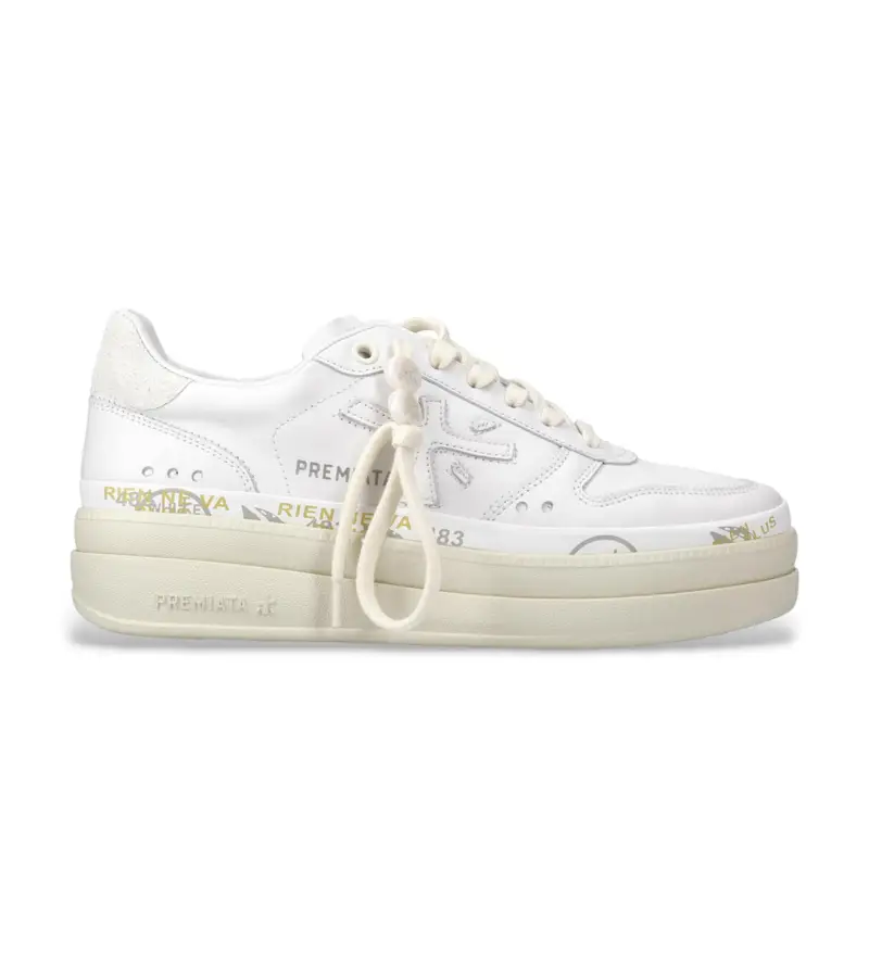 per donna. MICOL Sneakers Micol in pelle bianca (36), Bianco, 3 a 5cm, Stringhe, Casual