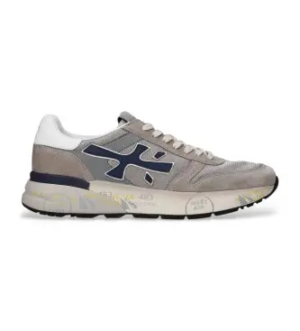 per uomo MICK Sneakers in pelle grigia Mick (40), Basso, Stringhe, Casual, Grigio Blu