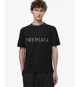 per uomo PA1030 Maglietta nera stampata (L), Nero, Casual, Cotone, Manica corta