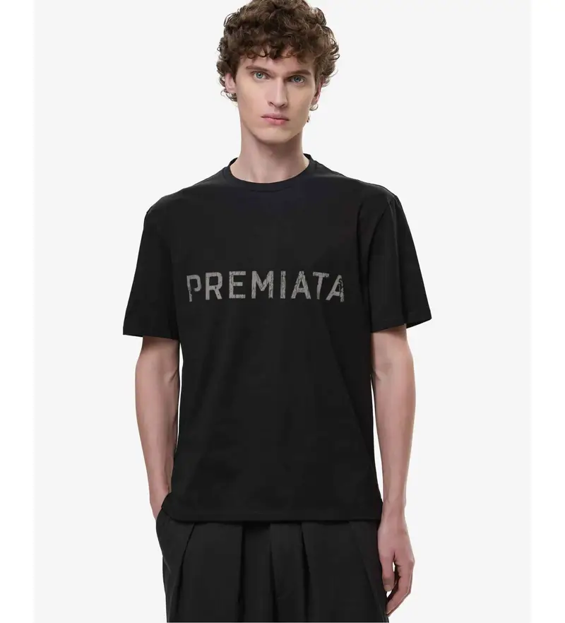 per uomo. PA1030 Maglietta nera stampata (S), Nero, Casual, Cotone, Manica corta