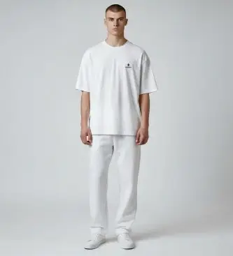 per uomo PA1050 T-shirt bianca con logo (S), Bianco, Casual, Cotone, Manica corta