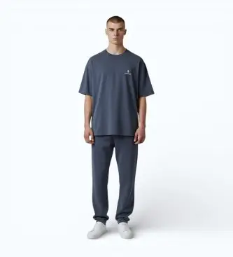 per uomo PA1050 T-shirt blu con logo (S), Casual, Cotone, Manica corta