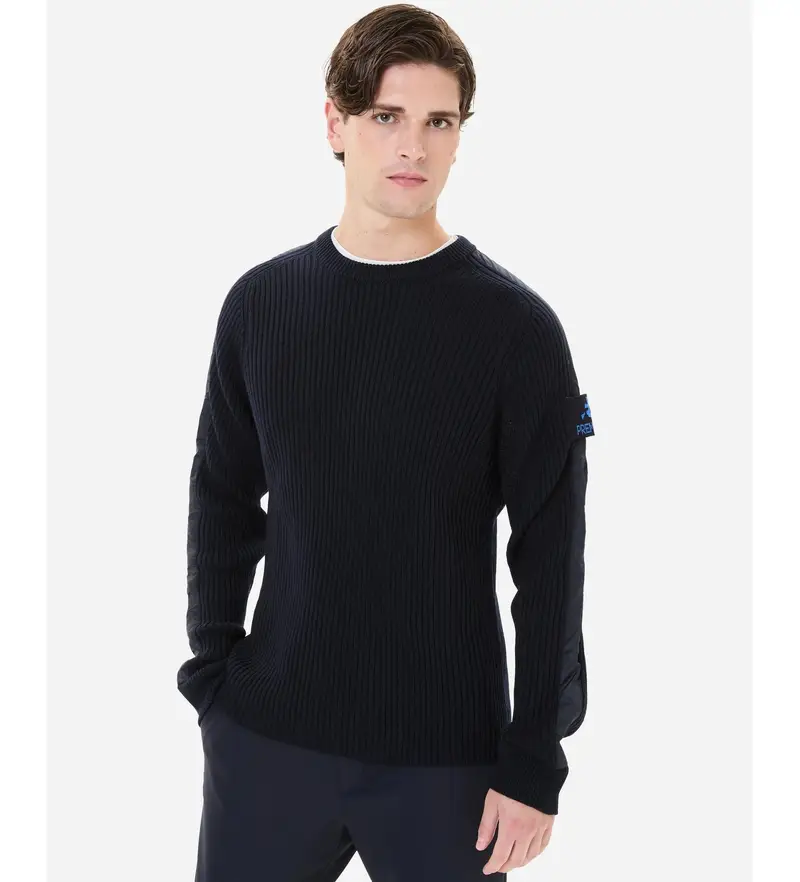 per uomo PMG26 Maglia a coste blu navy (S), Casual, Lana