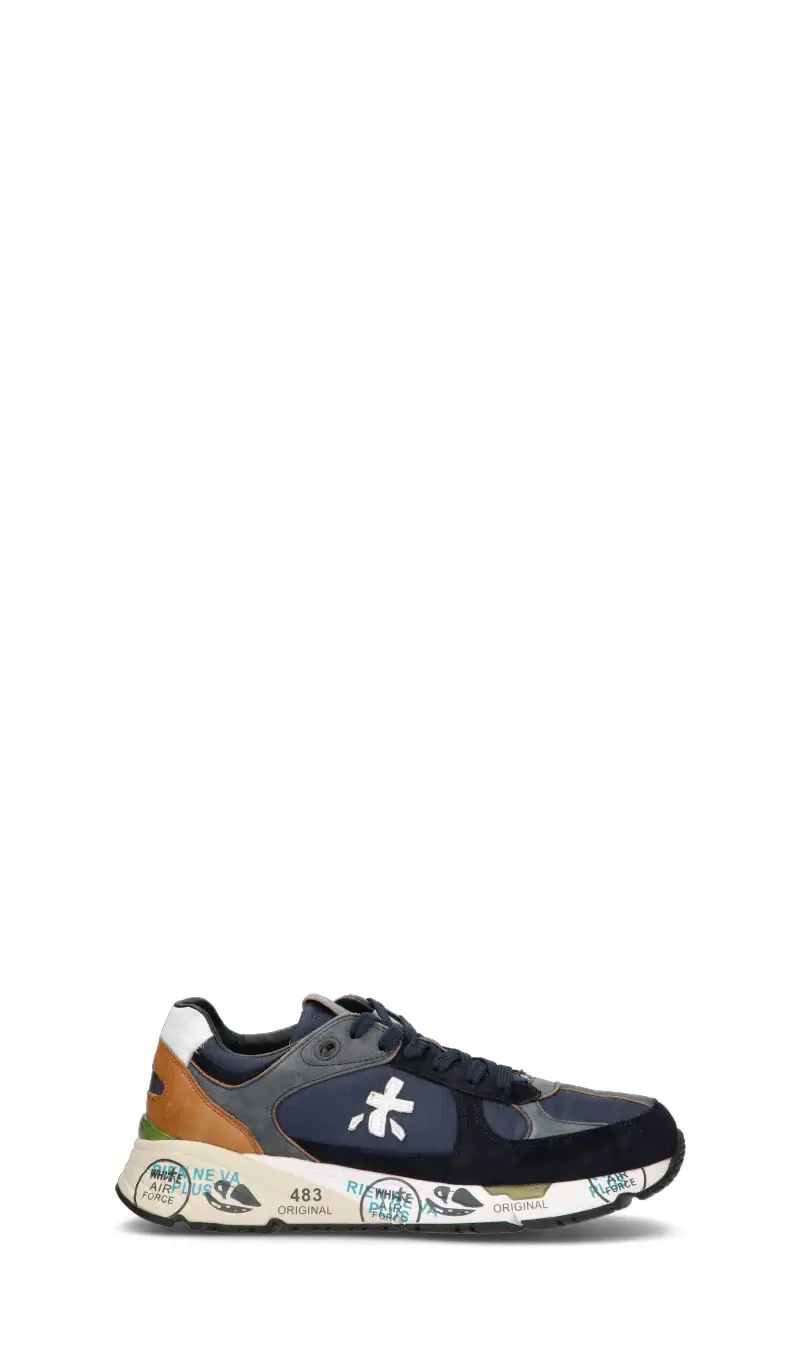 Premiata Sneakers uomo blu e marrone in pelle